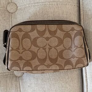 Coach Tan and Brown Signature Pouch